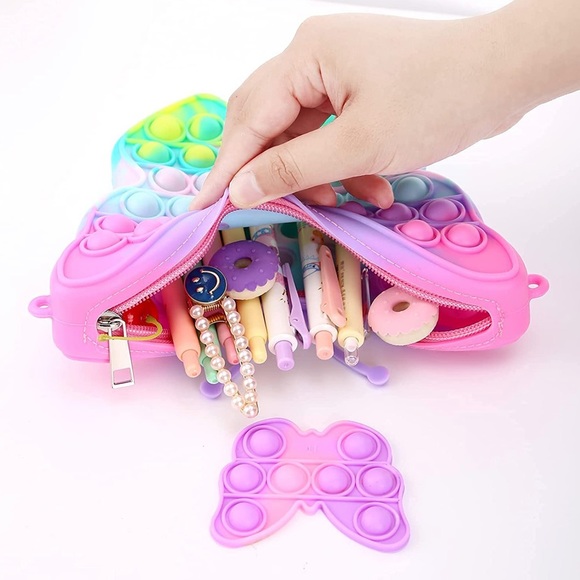 NEW Girls Butterfly Chain Bag Multicolor Anti-Anxiety Bubble Squeeze Purse - Picture 8 of 15